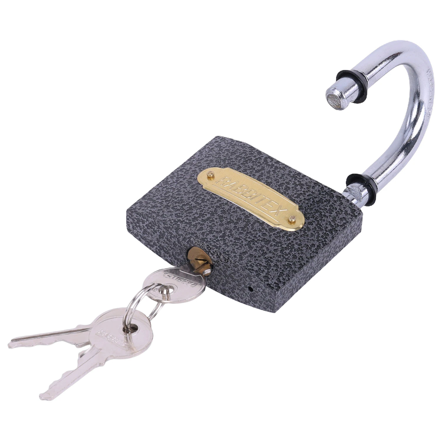 Замок навесной чугунный 75мм "Влагонепроницаемый", полимерное покрытие, 3 ключа, RABBITEX